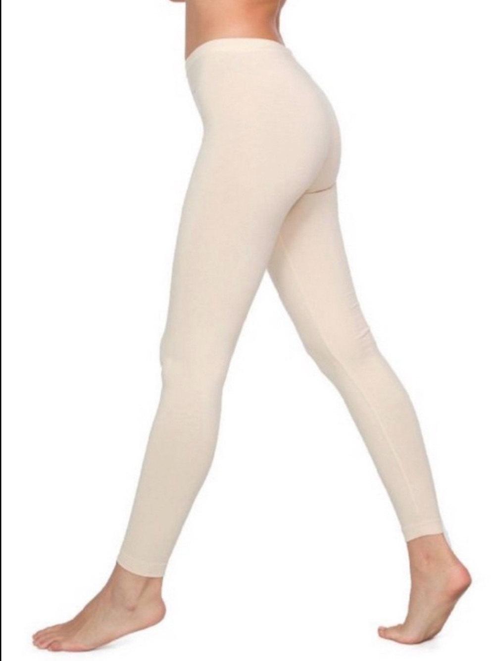 NWT American Apparel Cream Cotton Spandex Jersey Leggings Size Large
